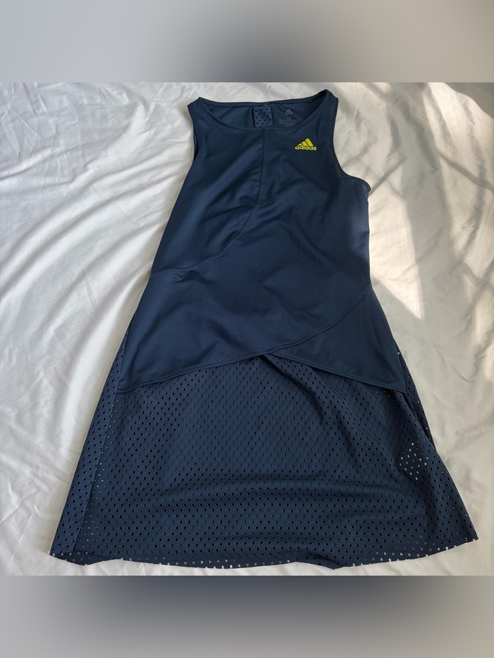 NWT Adidas Primeblue Seasonal Pro Tennis Dress Crew Navy Acid Yellow Medium